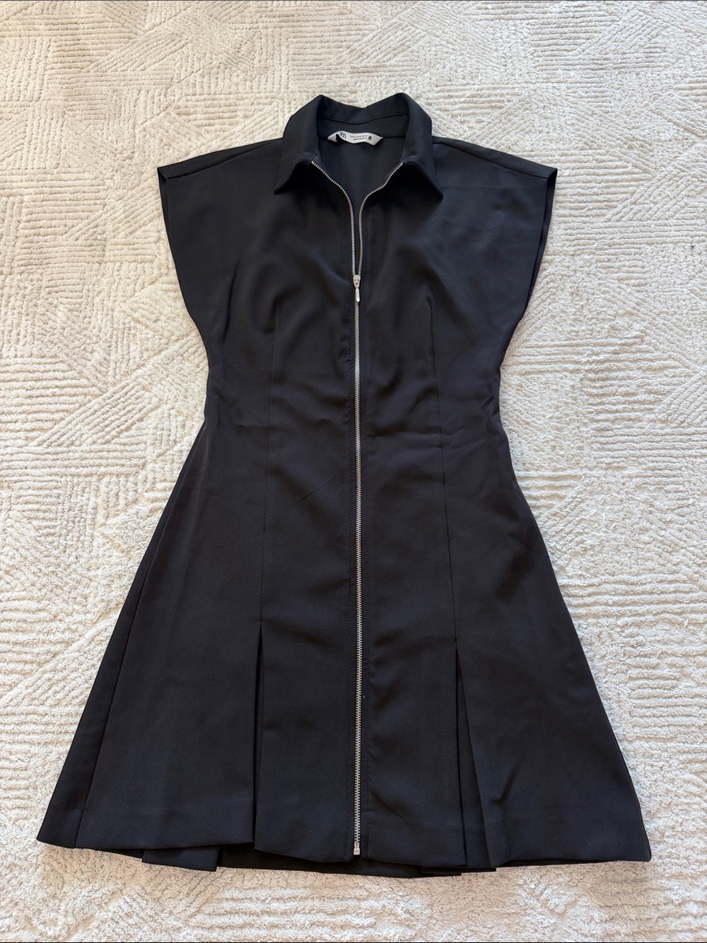 Zara Black Zip-Front Mini Dress